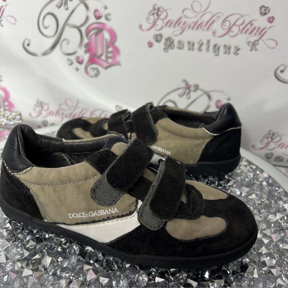 Dolce & Gabbana sneakers Velcro runners black beige classy preppy shoes slip on - Picture 8 of 13
